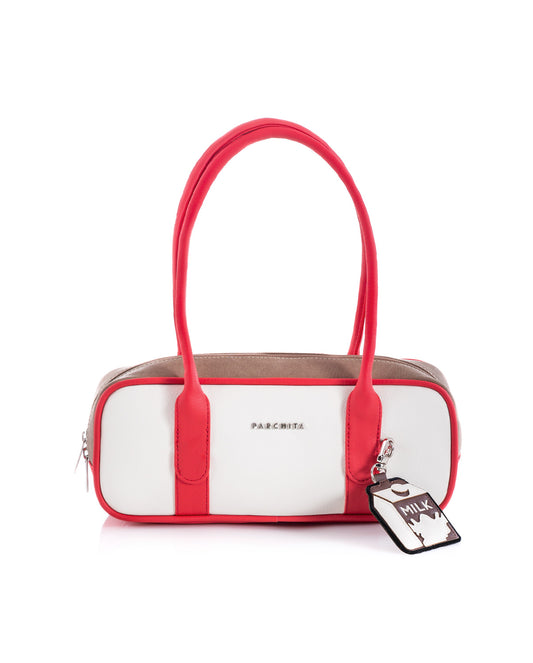 Cartera East west Ivory x rojo